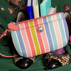 Coach Peyton multicolor striped wristlet 2008